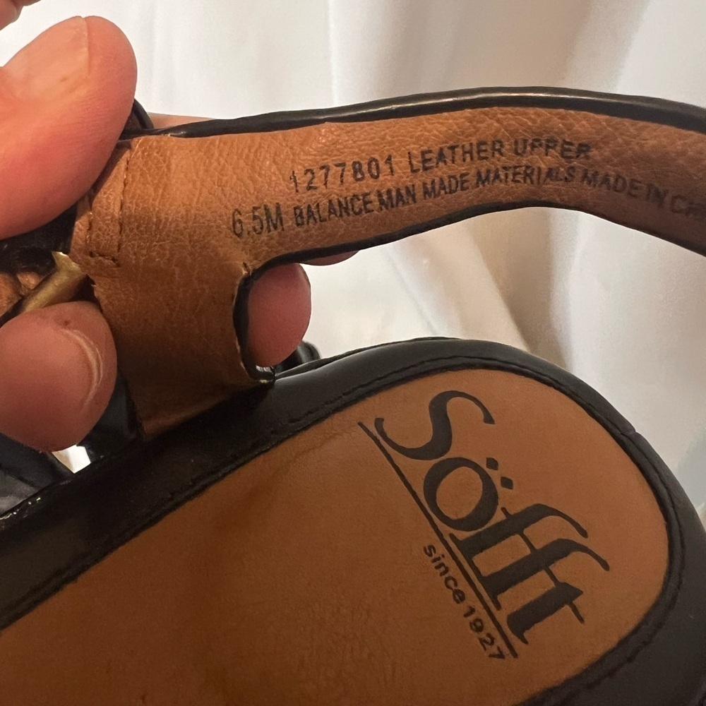 Söfft Black Leather Crisscross Slingback Wedge Sandals Comfort Size 6.5 - Picture 8 of 8